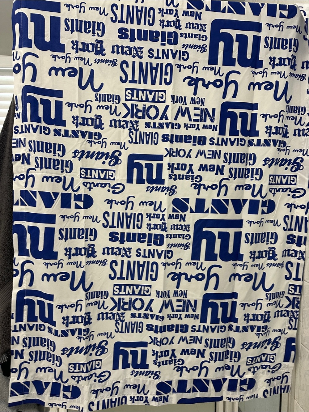 Unk New York Giants Blue and White Printed Curtain Panel